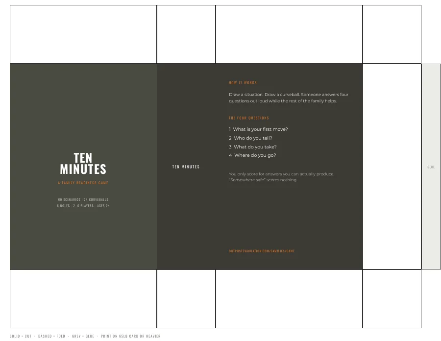 First page of TEN MINUTES — tuck box